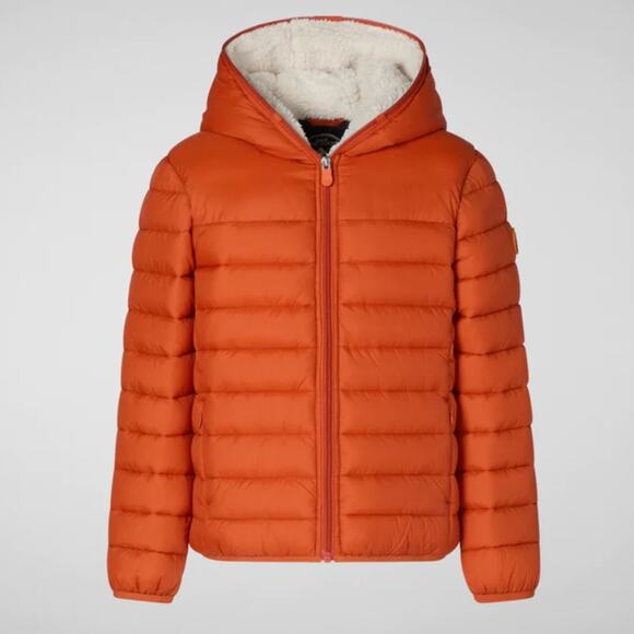 BOYS' ROB FAUX FUR LINED HOODED PUFFER JACKET IN GINGER ORANGE size 14 - Picture 1 of 9